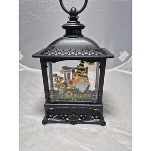 Northlight Sunflowers Fall Gnome Swirl Light Glitter Water Snow Globe Lantern